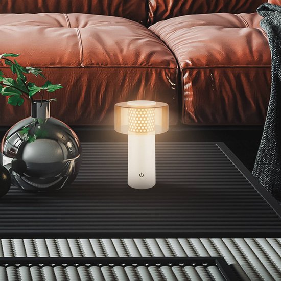 LED-Akku-Tischlampe Brilo unplugged Gila, braun/grau, 21 cm