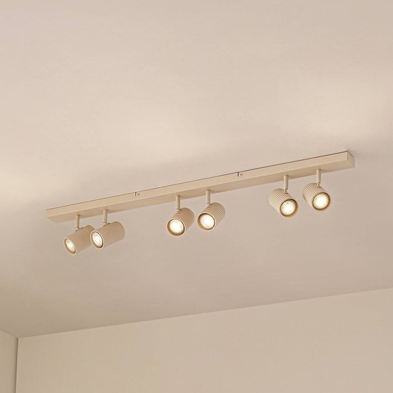 Lindby Deckenstrahler Kardis, beige, 6-flg., Metall, GU10