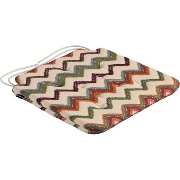 stuhlkissen christoph mit bindeschnur, creme-grün-rot, 42 x 41 x 3,5 cm, cosy home (145-36)