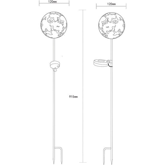 LED-Solar-Erdspießleuchte 36747, Kugel, rostbraun, Metall