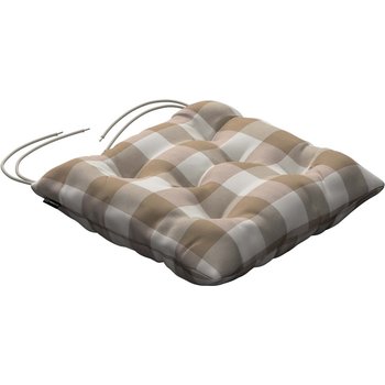 stuhlkissen thomas mit bindeschnur, weiss-beige kariert, 38 x 38 x 8 cm, quadro (136-08)