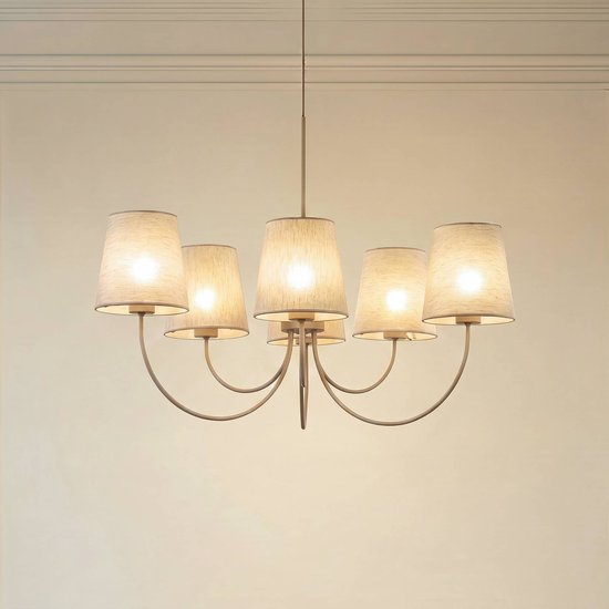 Kronleuchter Candi, beige/sand, 6-flammig, Ø 85 cm, E27