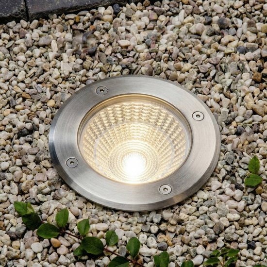 Arcchio LED-Bodeneinbauspot Thentos, Ø 12 cm 60° nickel IP67