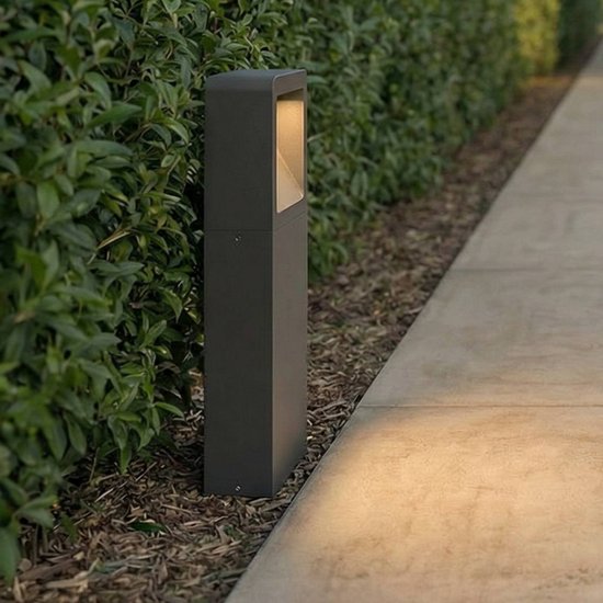 Lucande LED-Sockellampe Leya, 35 cm, anthrazit, Metall, IP54