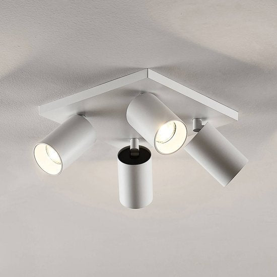 Arcchio Strahler Brinja, weiß, eckig, Ø 6 cm, 4-flg., GU10