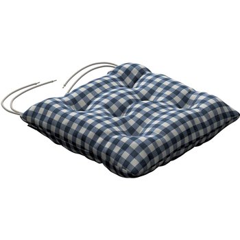 stuhlkissen thomas mit bindeschnur, marinenblau-ecru , 38 x 38 x 8 cm, quadro (136-01)