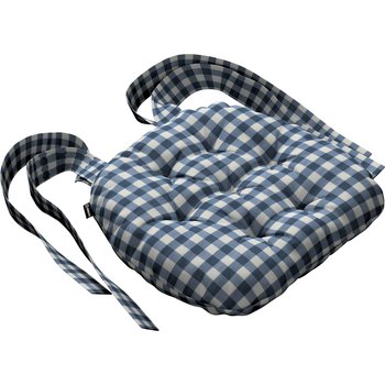 stuhlkissen martin mit schleifen, marinenblau-ecru , 40 x 37 x 8 cm, quadro (136-01)