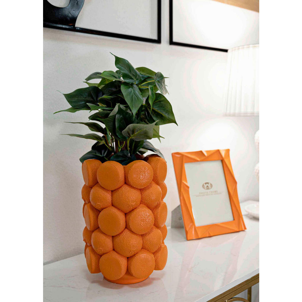 Vase, Orange, Kunststoff, 19x28x19 cm, Dekoration, Vase