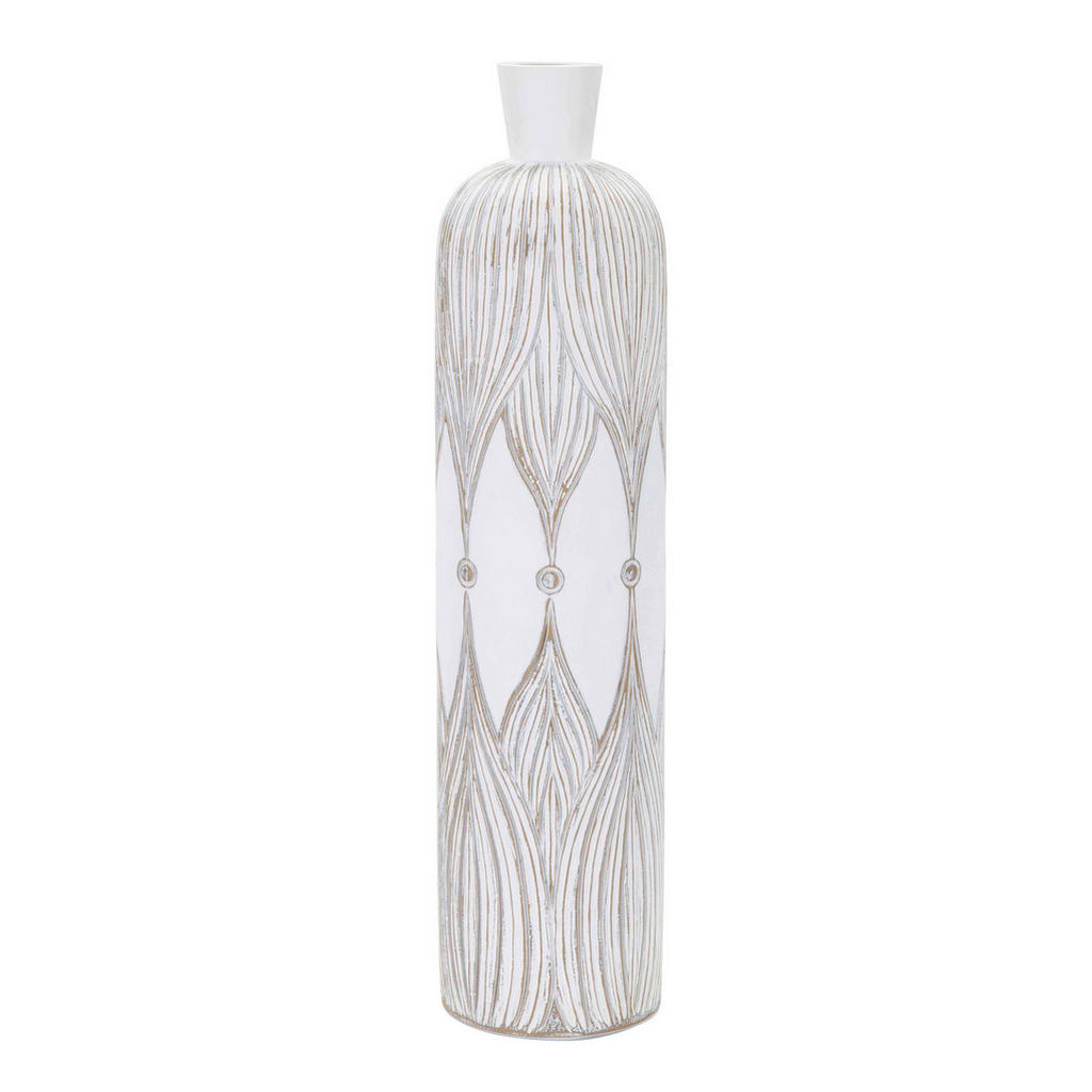 Vase, Weiß, Kunststoff, 15x60x15 cm, Dekoration, Vasen