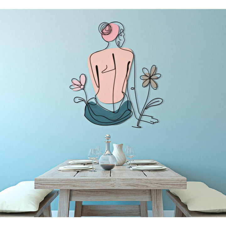 Wanddeko, Rosa, Beige, Graugrün, Metall, 80x90x1.3 cm,