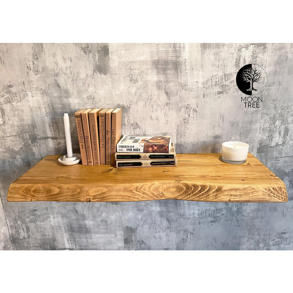 Moon Tree Wandregal, Hellbraun, Holz, 140x3.8x30 cm, Wo