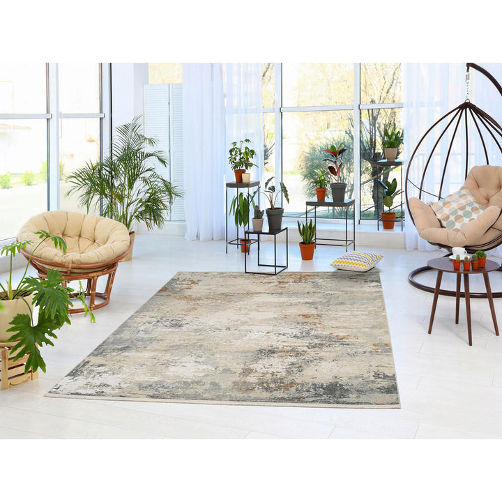 Dieter Knoll Webteppich Le Mans, Grau, Beige, Textil, A