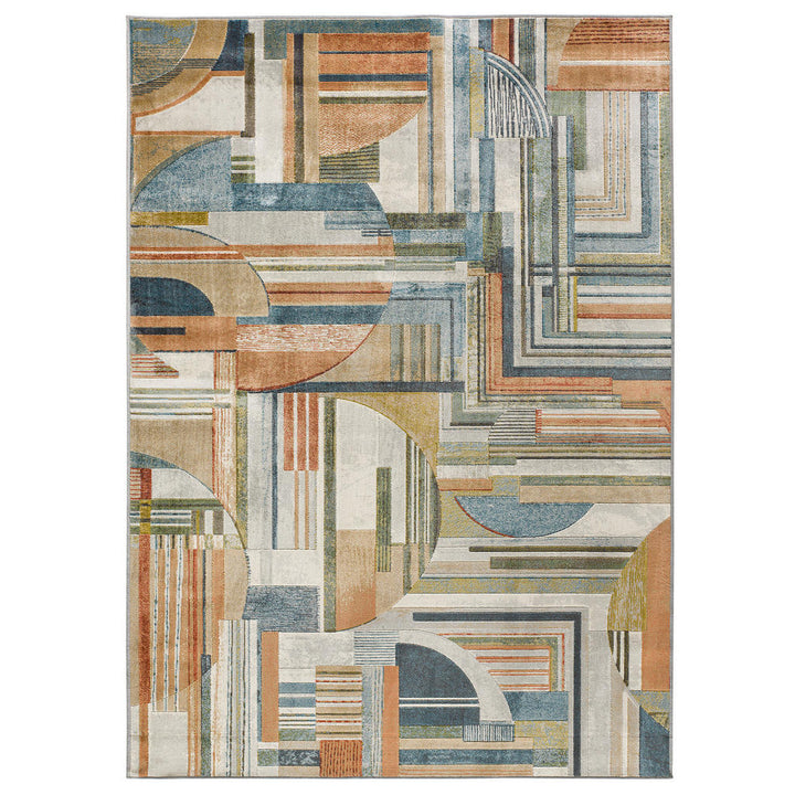 Atticgo Webteppich, Mehrfarbig, Blau, Rost, Textil, Abs