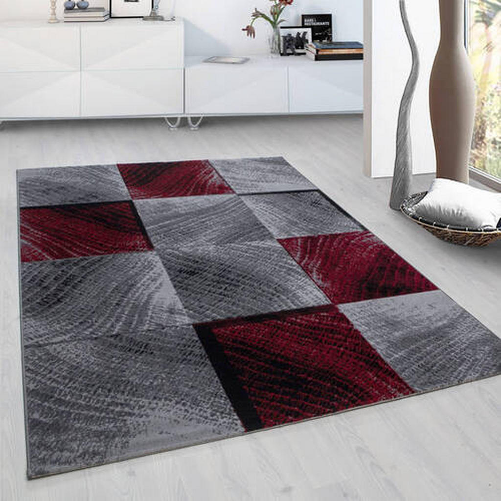 Ayyildiz Webteppich Plus, Rot, Textil, Karo, rechtecki