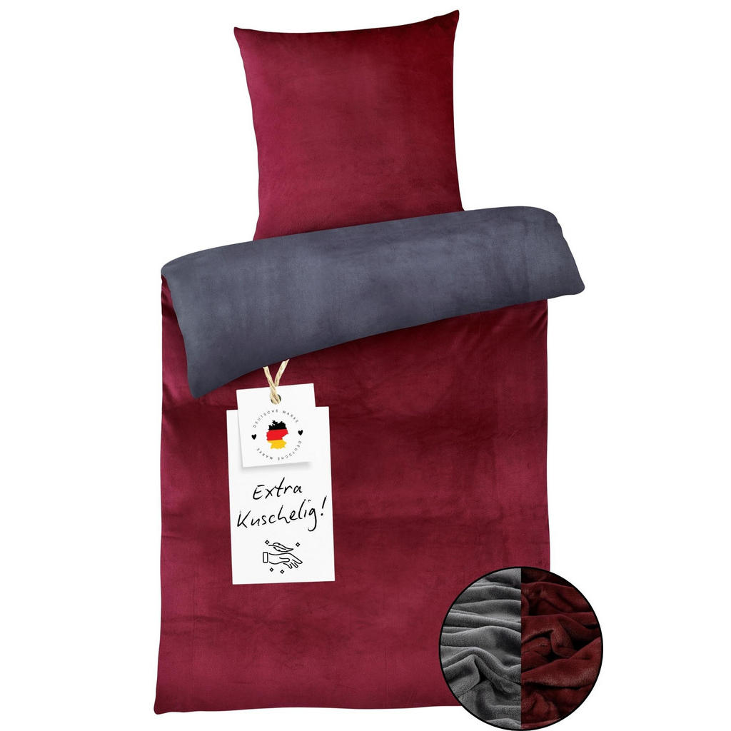 Carpe Sonno Winter-Bettwäsche, Bordeaux, Dunkelgrau, Te