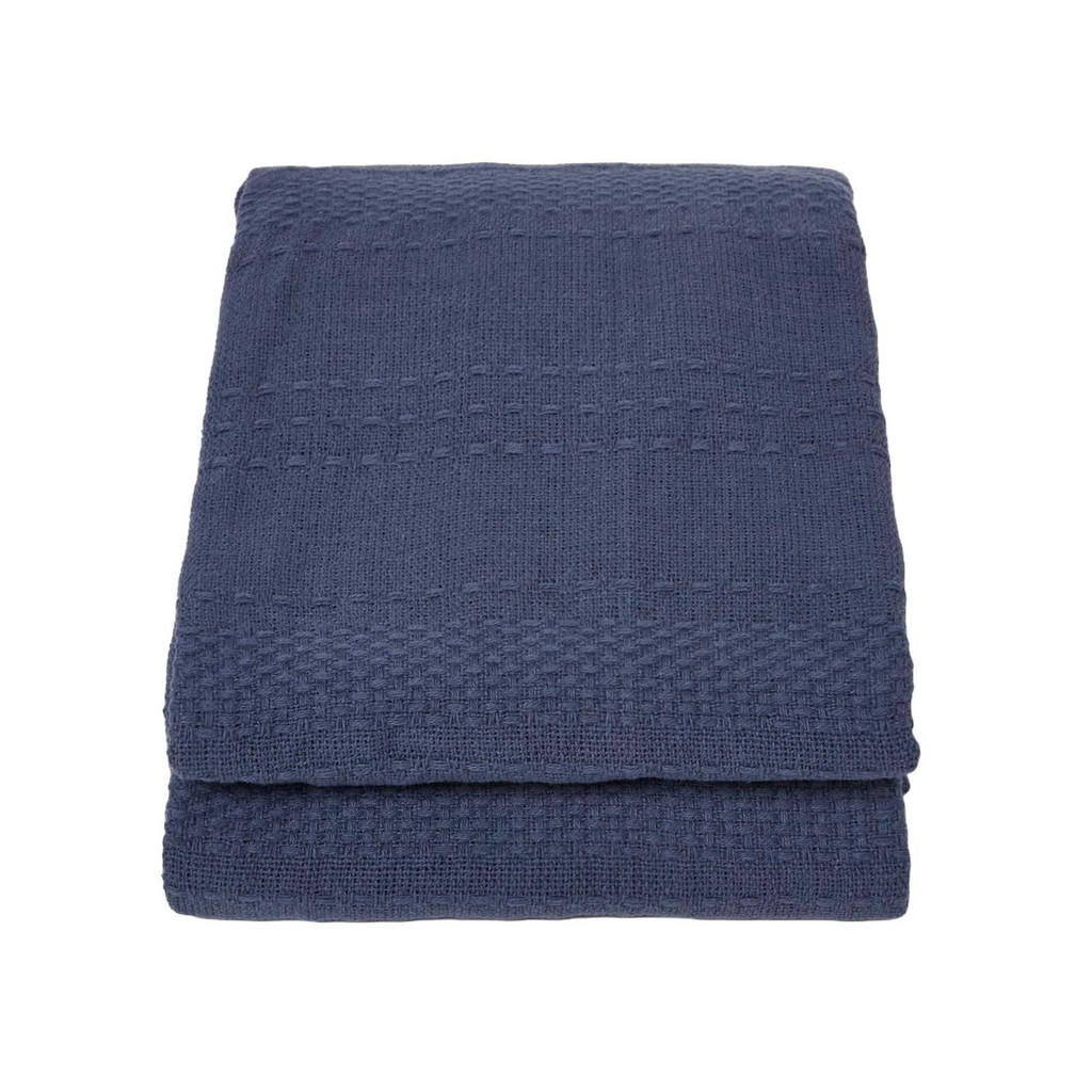 Homescapes Wohndecke, Dunkelblau, Textil, Uni, Rechteck